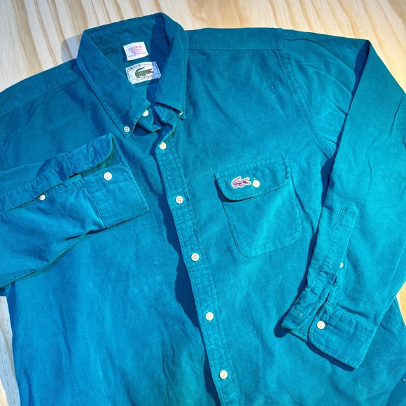 Lacoste Other - Lacoste by izod Men's Patron Vintage Teal Blue Corduroy Button Down Shirt Size L